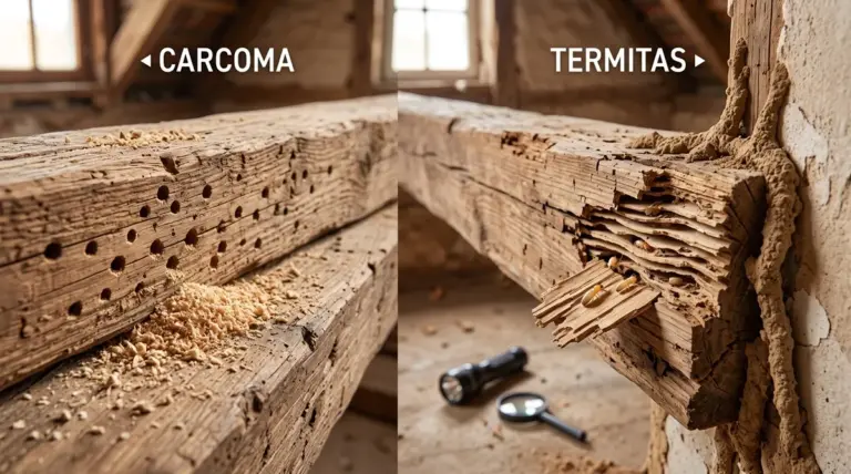 Diferencia entre carcoma y termitas