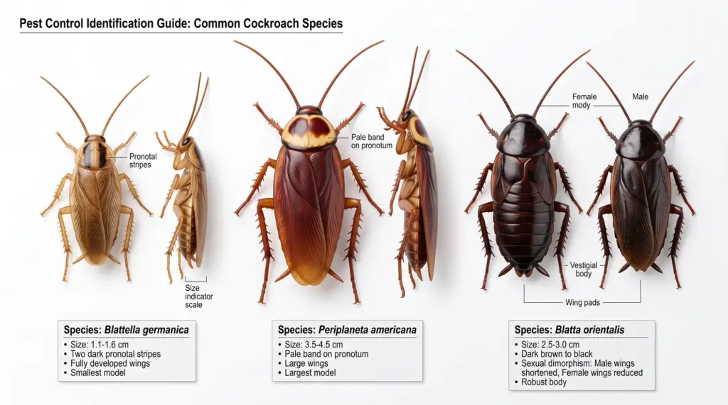 Comparativa de especies de cucaracha