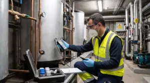 Trabajador de Biofima comprobando una instalación